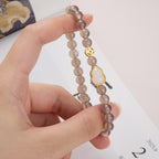 Bracelet Gourd en Jade Incrusté d'Agate Brumeuse et d'Or