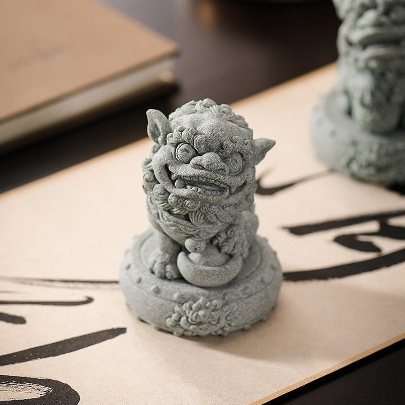 綠色砂岩唐獅：風水財富與護佑雕像– the qi flow