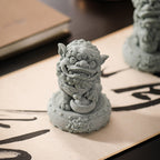 Joyful Green Sandstone Tang Guardian Lions