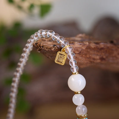 Weißes Achat- & Kristall-Glückssegen-Armband