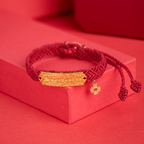 Bracelet en Cordon Rouge avec Plaque en Or Gardien Tai Sui