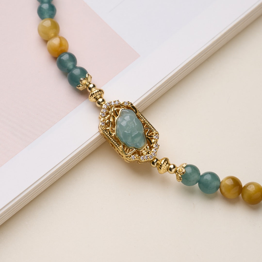 Golden Tiger Eye & Inlaid Jade Wealth Bracelet