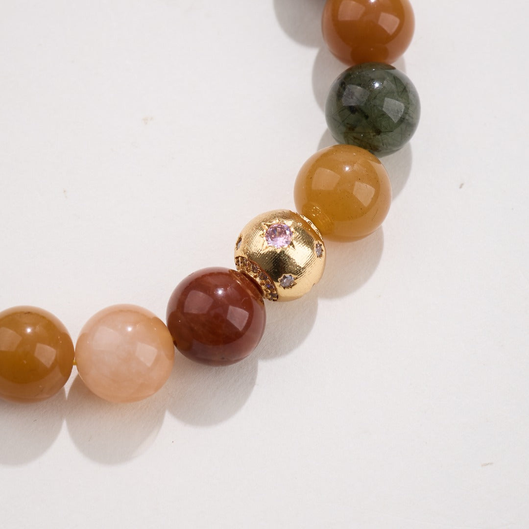 Bracelet en Quartz Rutile Cheveux de Lapin des Cinq Éléments