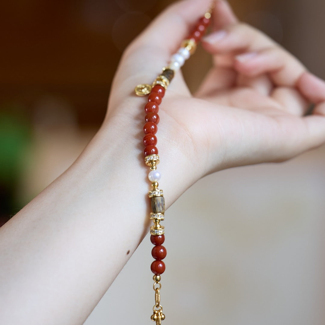 Prosperitäts-Armband aus rotem Achat und Adlerholz