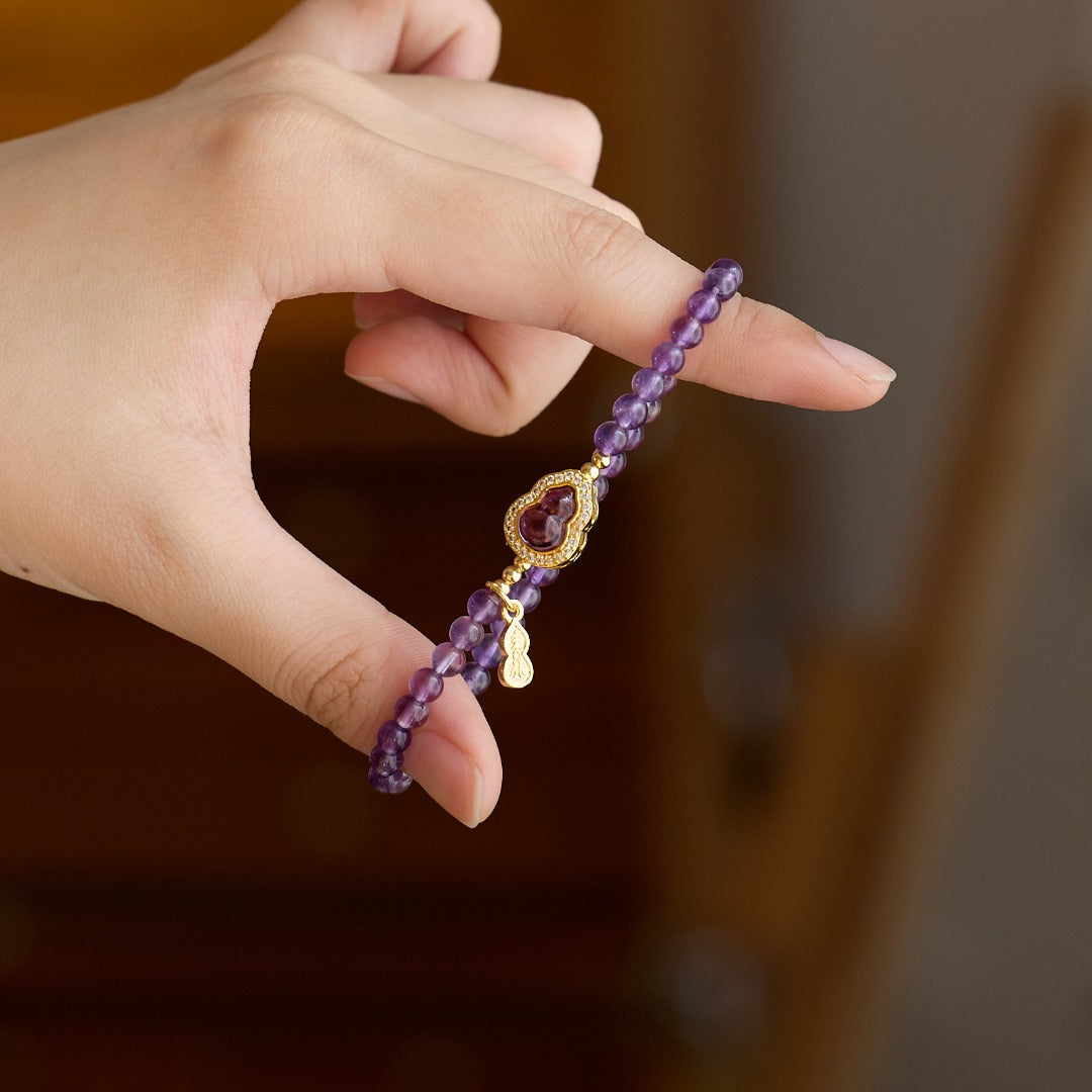 Bracelet Améthyste Gourde Prospérité & Sagesse