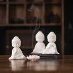 Zen Little Buddha White Porcelain Incense Set