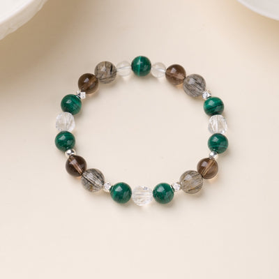 Malachite & Black Rutilated Quartz Wealth Bracelet