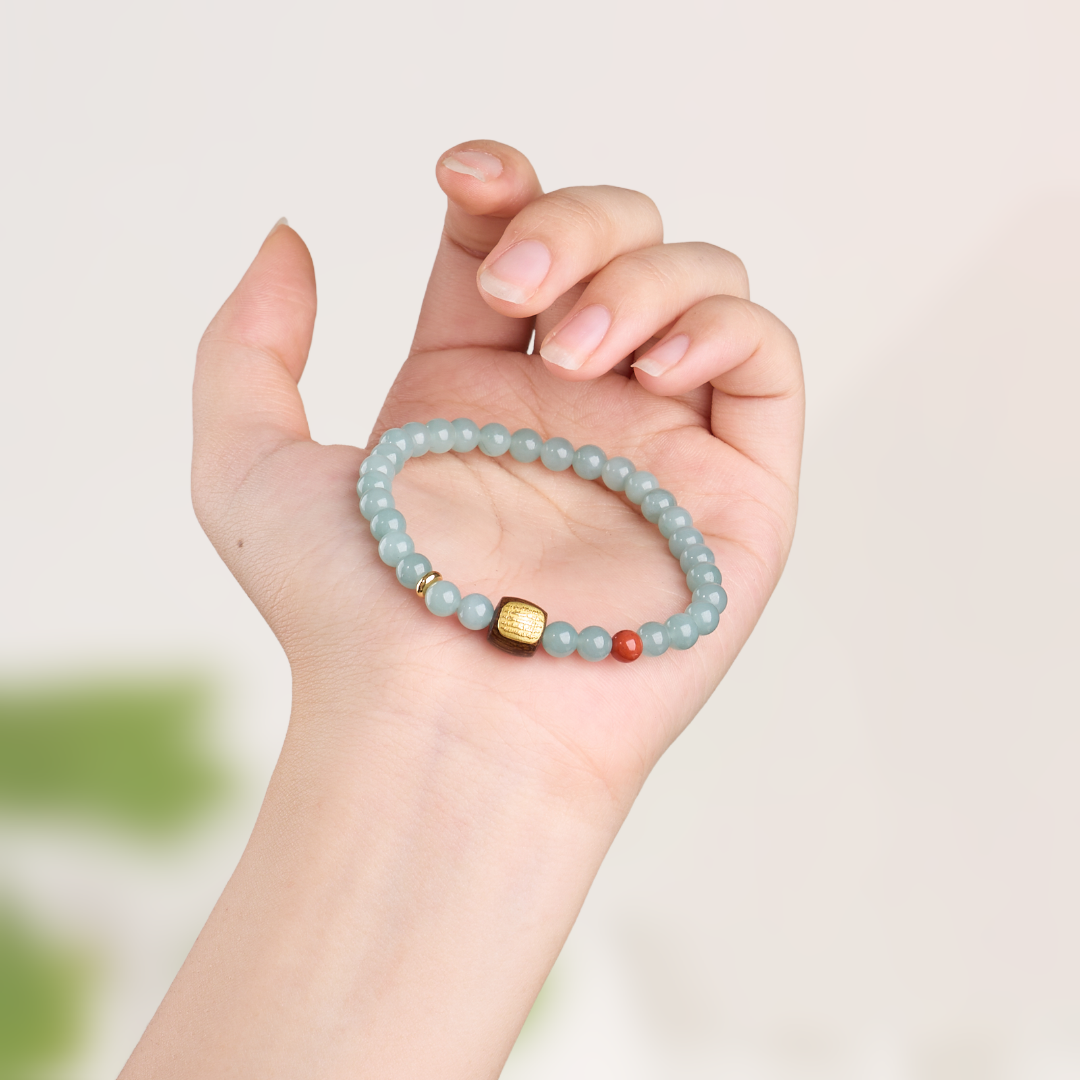 Teal Jade Fünf-Linien-Sutra Glücksarmband