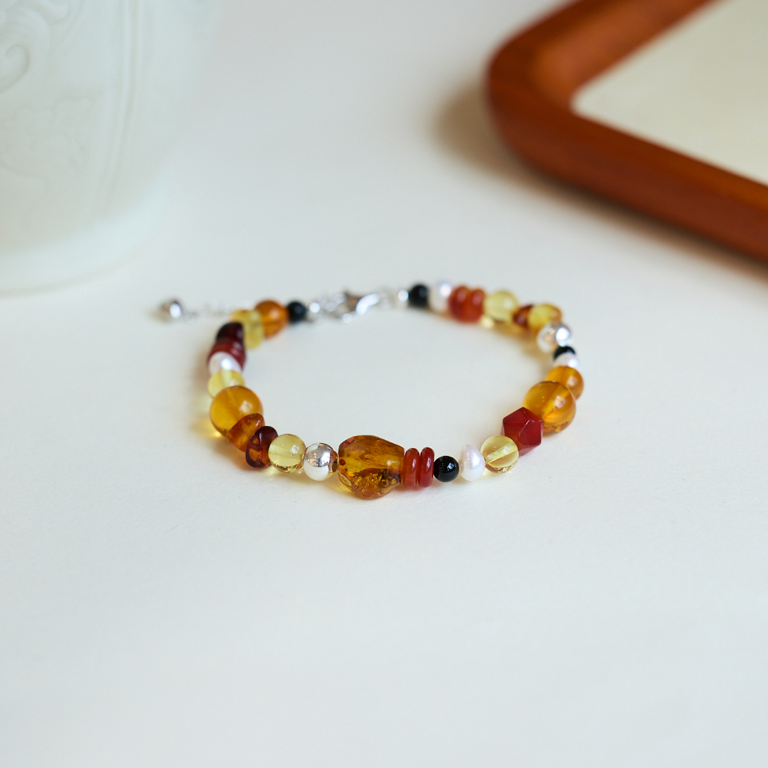 Golden Amber & Multi-Gem Wealth Bracelet