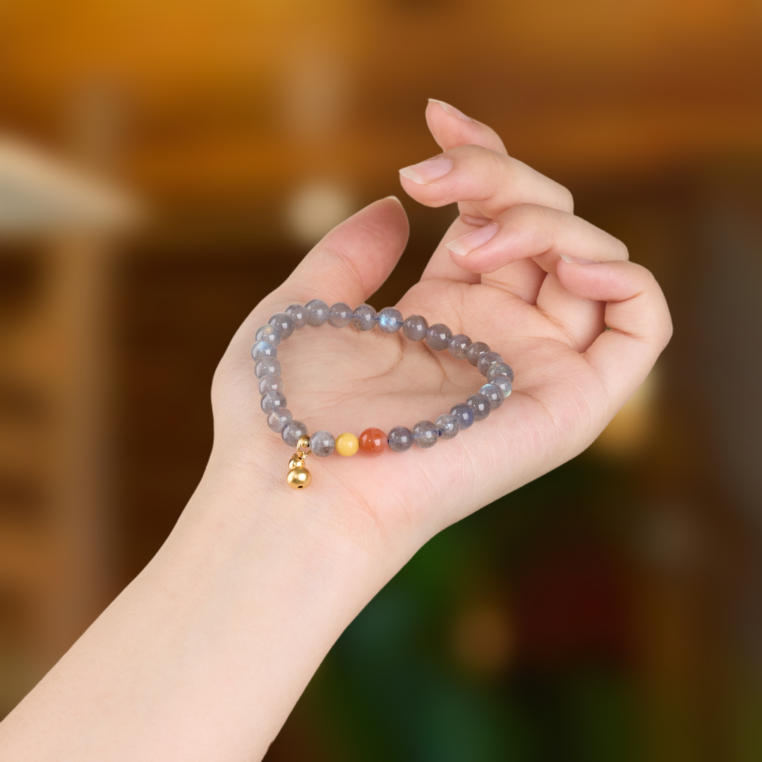 Serene Moonstone Gold Gourd Protection Bracelet