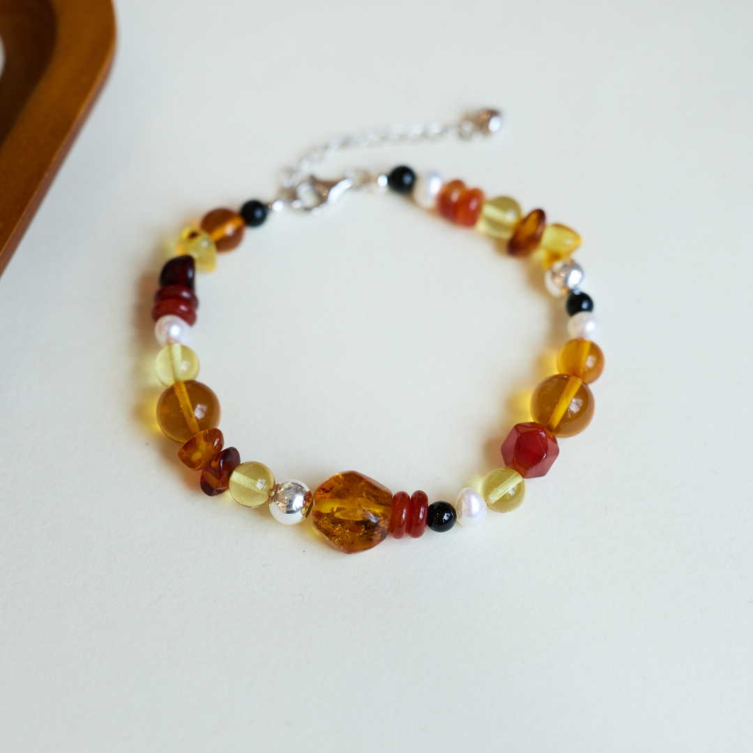 Golden Amber & Multi-Gem Wealth Bracelet