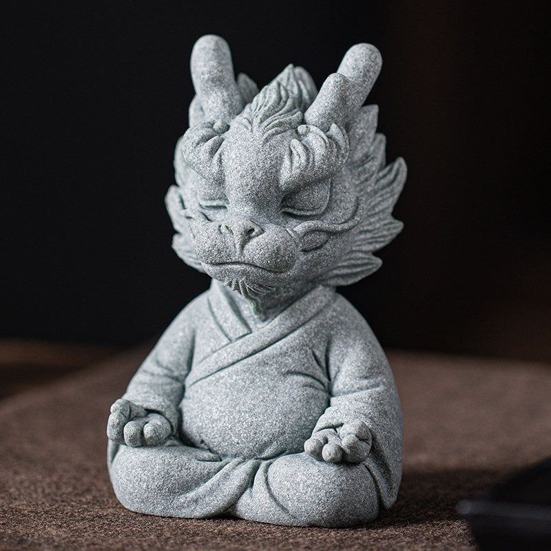 Green Sandstone Dragon Statue