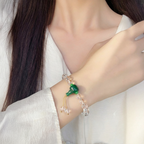 Pure White Crystal & Green Agate Zen Bracelet