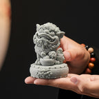 Joyful Green Sandstone Tang Guardian Lions