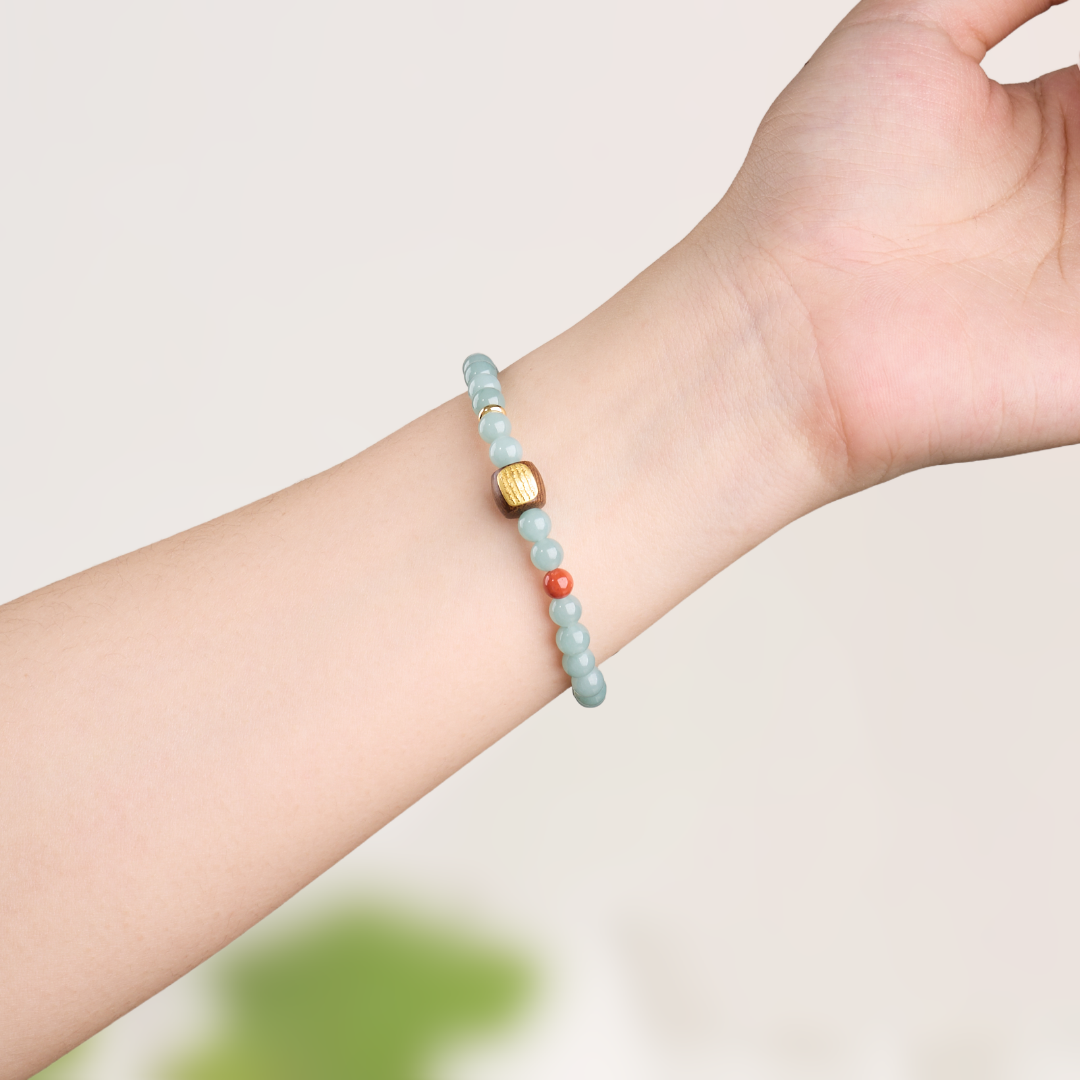 Teal Jade Fünf-Linien-Sutra Glücksarmband