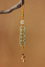 Feng Shui Messing-Gourd & Fünf-Kaiser-Münzen Anhänger | Öffnbarer Wu Lou mit Buchsbaum-Lotus & Bagua für Wohlstand & Schutz