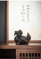 Obsidian Black Pottery Dragon Turtle Guardian