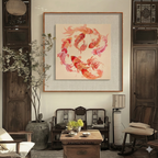 "Everlasting Abundance" (Jiu Yu Tu) Hand-Painted Canvas Art – Nine Koi Feng Shui Cure for Long-Term Wealth & Family Harmony