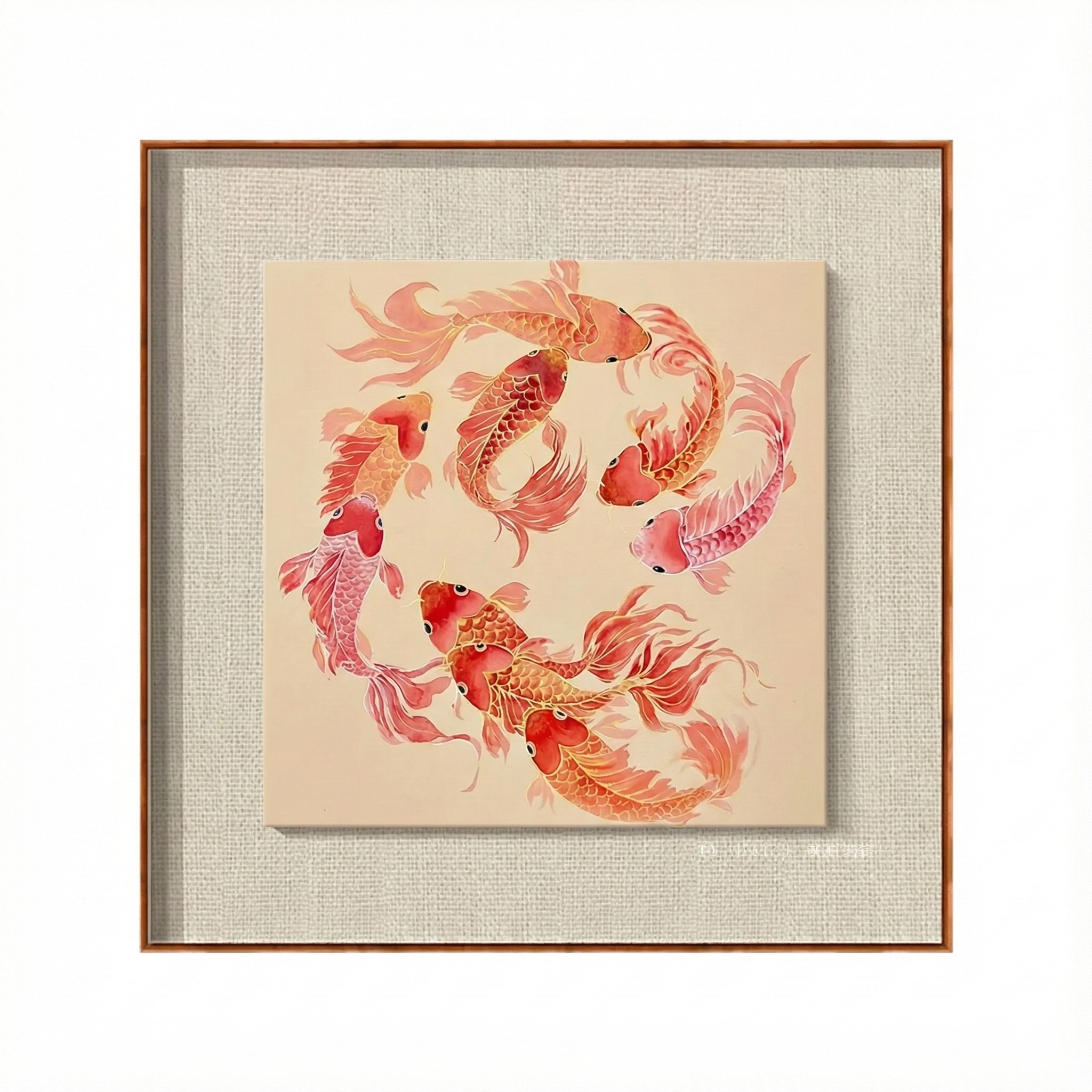 "Everlasting Abundance" (Jiu Yu Tu) Hand-Painted Canvas Art – Nine Koi Feng Shui Cure for Long-Term Wealth & Family Harmony