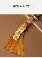 Feng Shui Brass Gourd & Five Emperor Coins Hanging Ornament | Openable Wu Lou with Boxwood Lotus & Bagua for Wealth & Protection