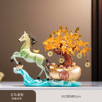 Endless Abundance (Money Tree Horse) Resin Statue – Water-Wood-Fire Cycle for Business Growth & Wealth