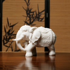 "Gather & Guard" White Marble Elephant Pair