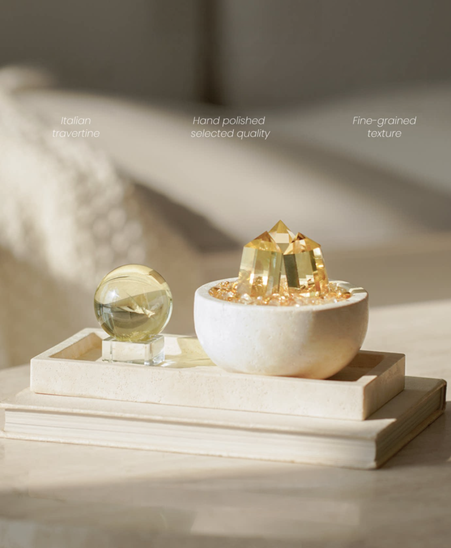 Citrine Travertine Wealth Treasure Bowl