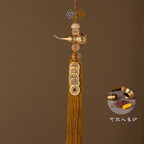 Feng Shui Messing-Gourd & Fünf-Kaiser-Münzen Anhänger | Öffnbarer Wu Lou mit Buchsbaum-Lotus & Bagua für Wohlstand & Schutz