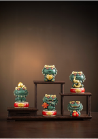 Ensemble Lion Feng Shui Jade Vert des Cinq Bénédictions