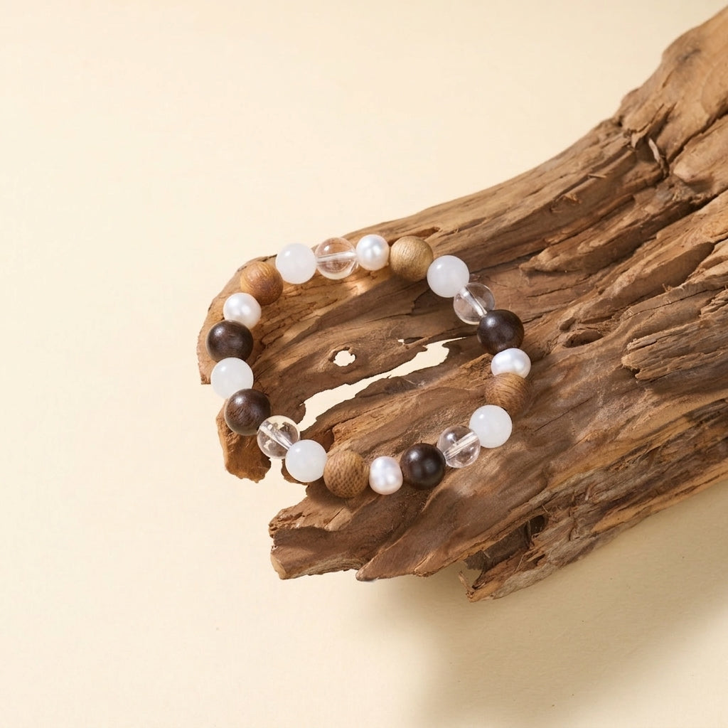 Agarwood, Jade & Pearl Serenity Bracelet