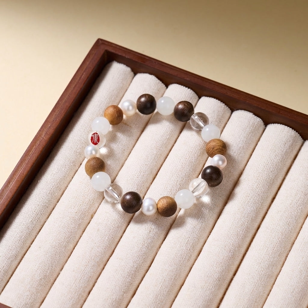 Agarwood, Jade & Pearl Serenity Bracelet