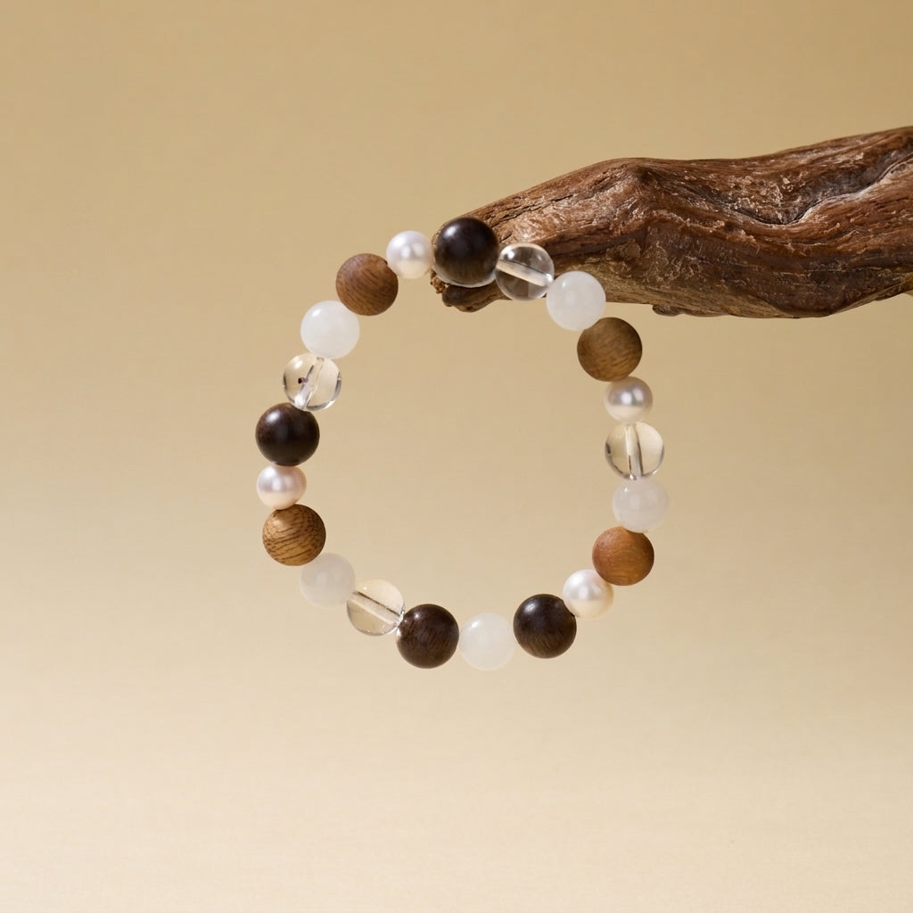 Agarwood, Jade & Pearl Serenity Bracelet