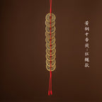 Feng Shui Messing-Gourd & Fünf-Kaiser-Münzen Anhänger | Öffnbarer Wu Lou mit Buchsbaum-Lotus & Bagua für Wohlstand & Schutz