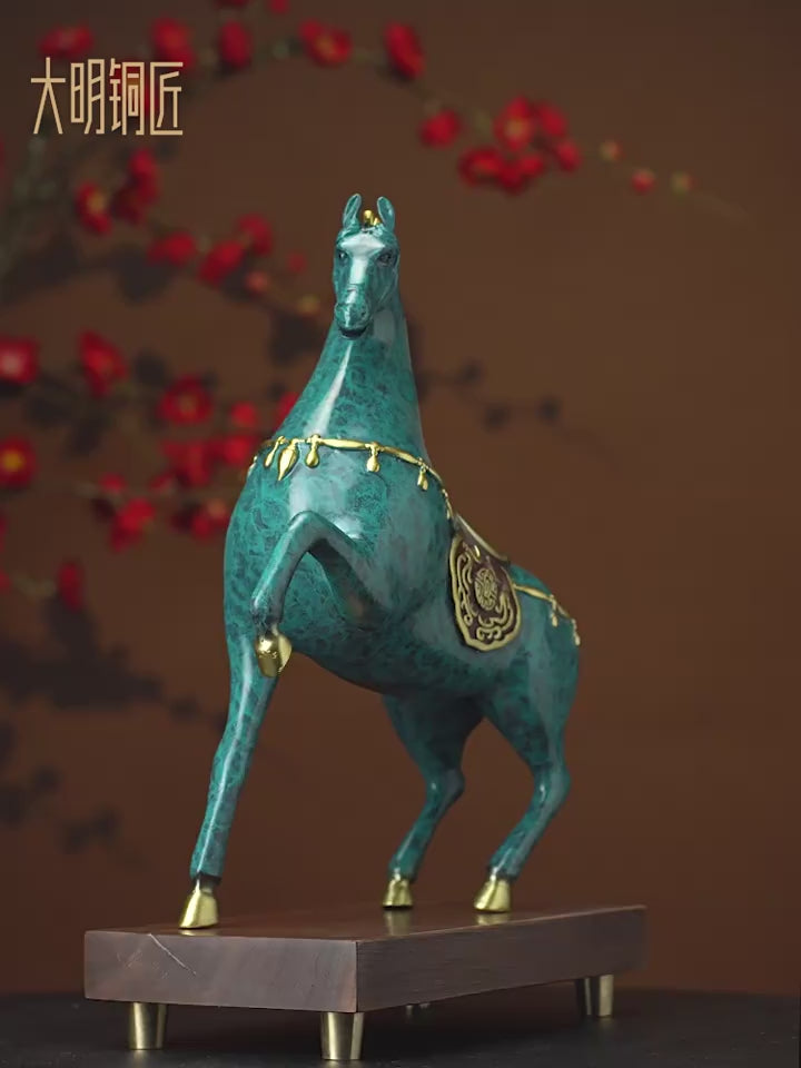 Brass Horse Statue | Zodiac Cure for Year of the Horse (Tiger, Dog, Goat) | "Immediate Wealth" Career Ornament