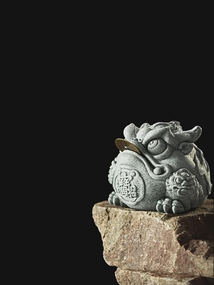 Feng Shui "Jin Chan" Money Toad | Green Sandstone Wealth Frog Tea Pet for Office & Home Protection