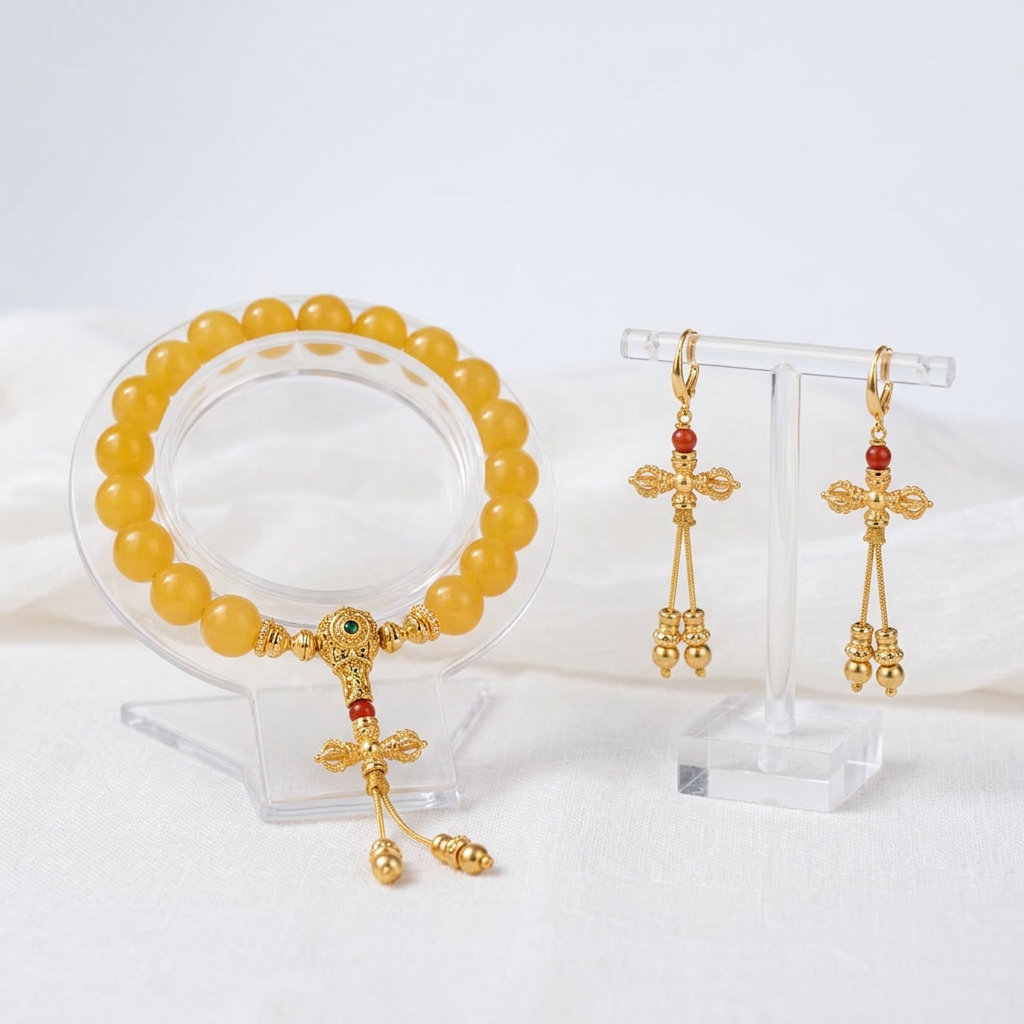 Yellow Agate & Vajra Bracelet