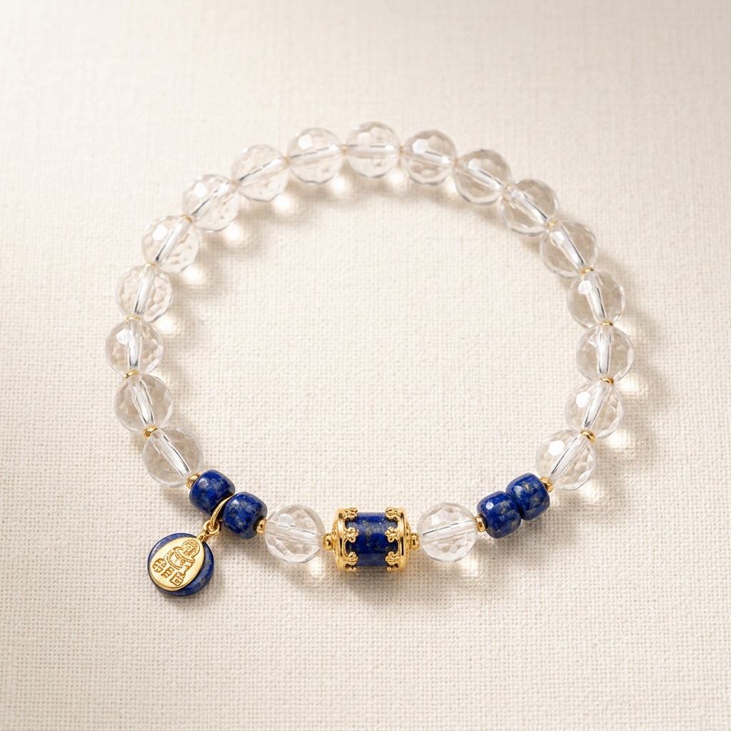 White Crystal & Lapis Lazuli Zhakilamu Bracelet