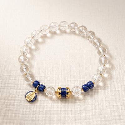 White Crystal & Lapis Lazuli Zhakilamu Bracelet