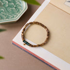Agarwood & Silver Blue Bamboo Bracelet