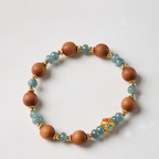 Sandalwood & Blue Jadeite Abacus Bead Bracelet