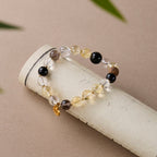 Citrine, White Crystal & Obsidian Wealth Bracelet