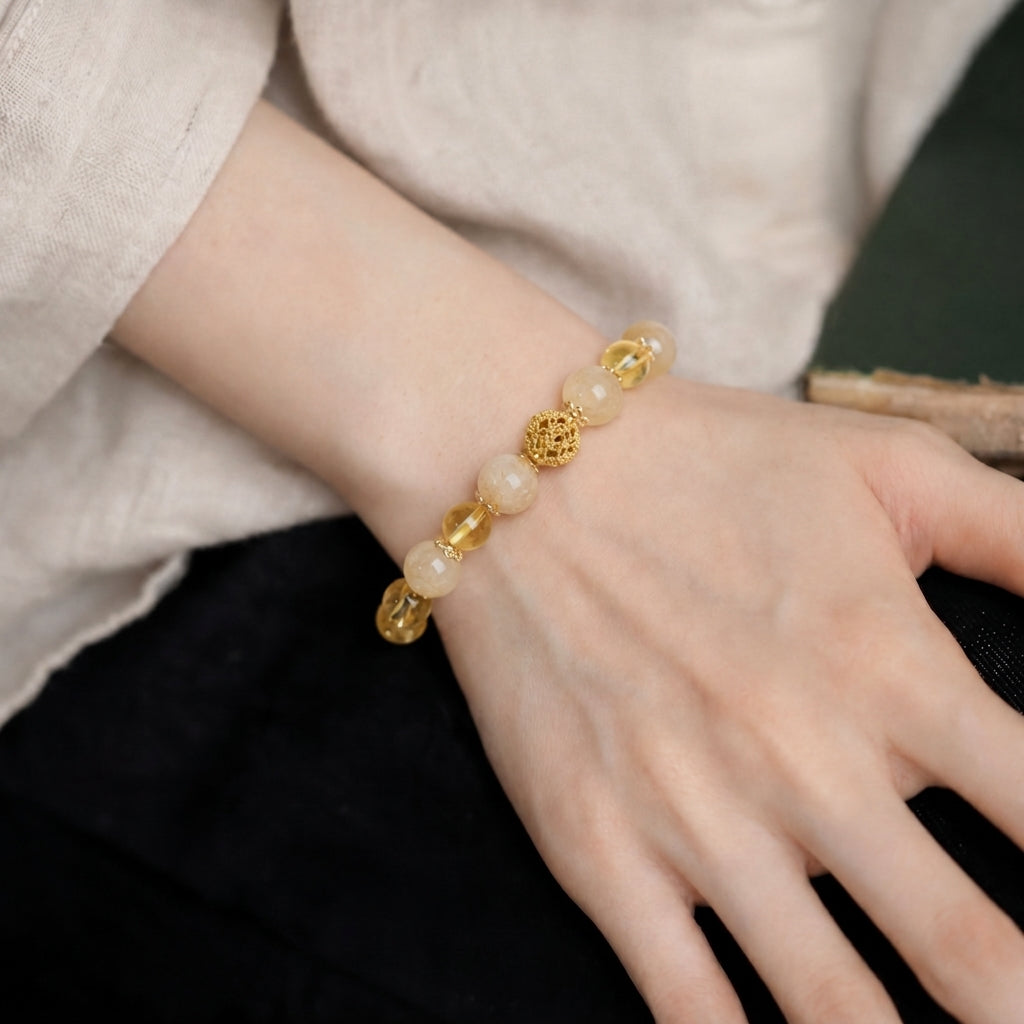 Citrine Six-Word Mantra Bracelet