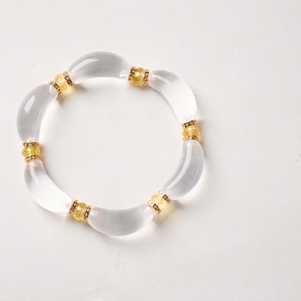 White Crystal Petal & Yellow Crystal Bracelet