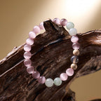 Pink Cat Eye & Tianshan Jade Bracelet