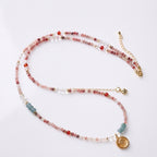 Rose Crystal & Blue Jadeite Vajra Compass Pendant Necklace