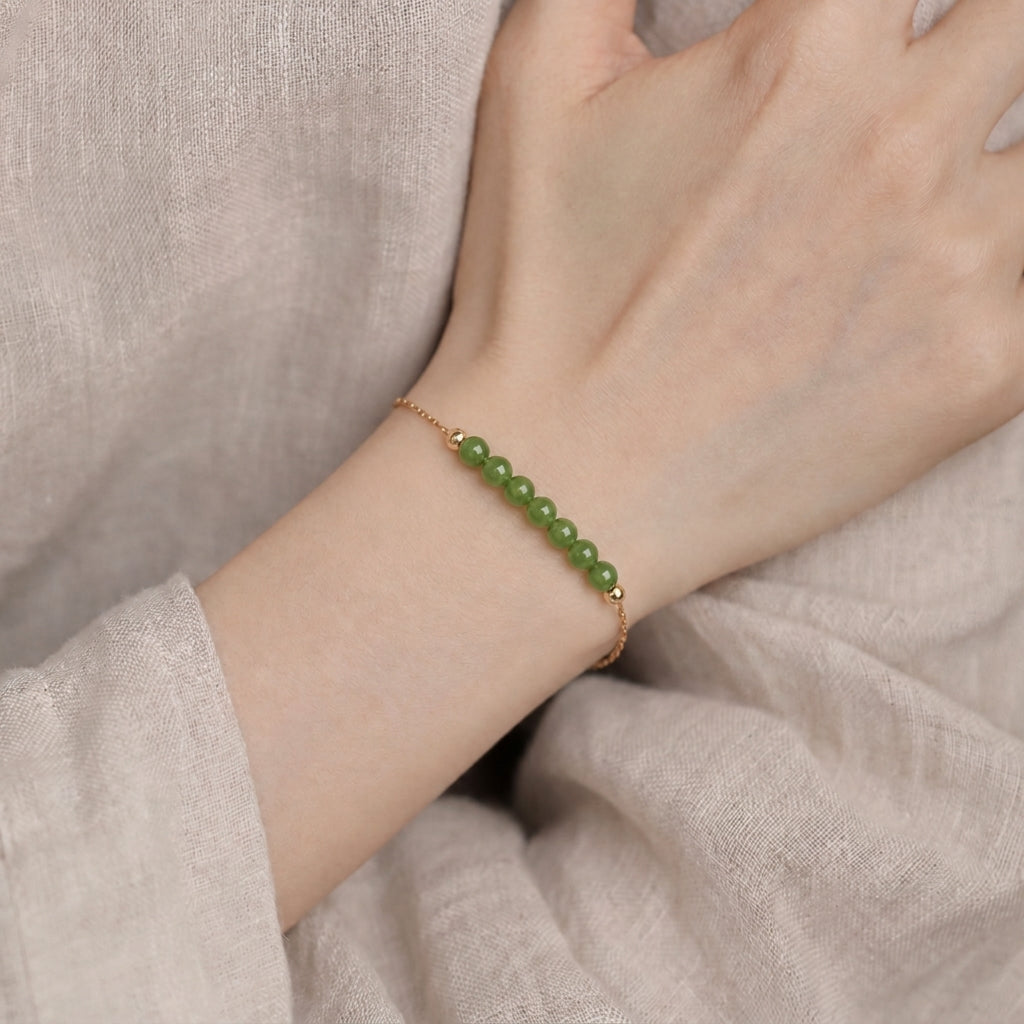 Green Jadeite Bead Chain Bracelet
