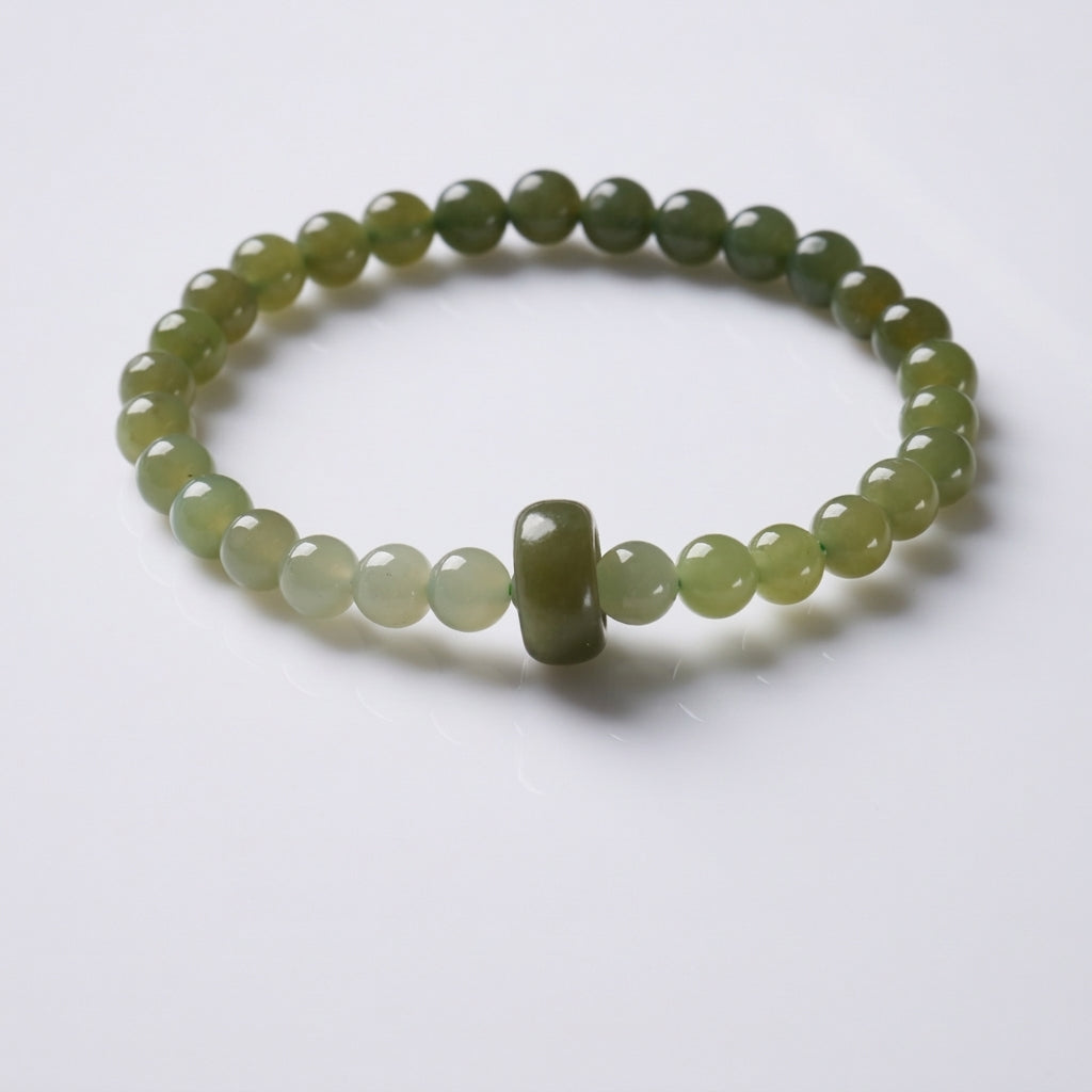 Gradient Hetian Jade Coin Bracelet