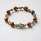 Sandalwood & Blue Jadeite Abacus Bead Bracelet