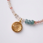 Rose Crystal & Blue Jadeite Vajra Compass Pendant Necklace