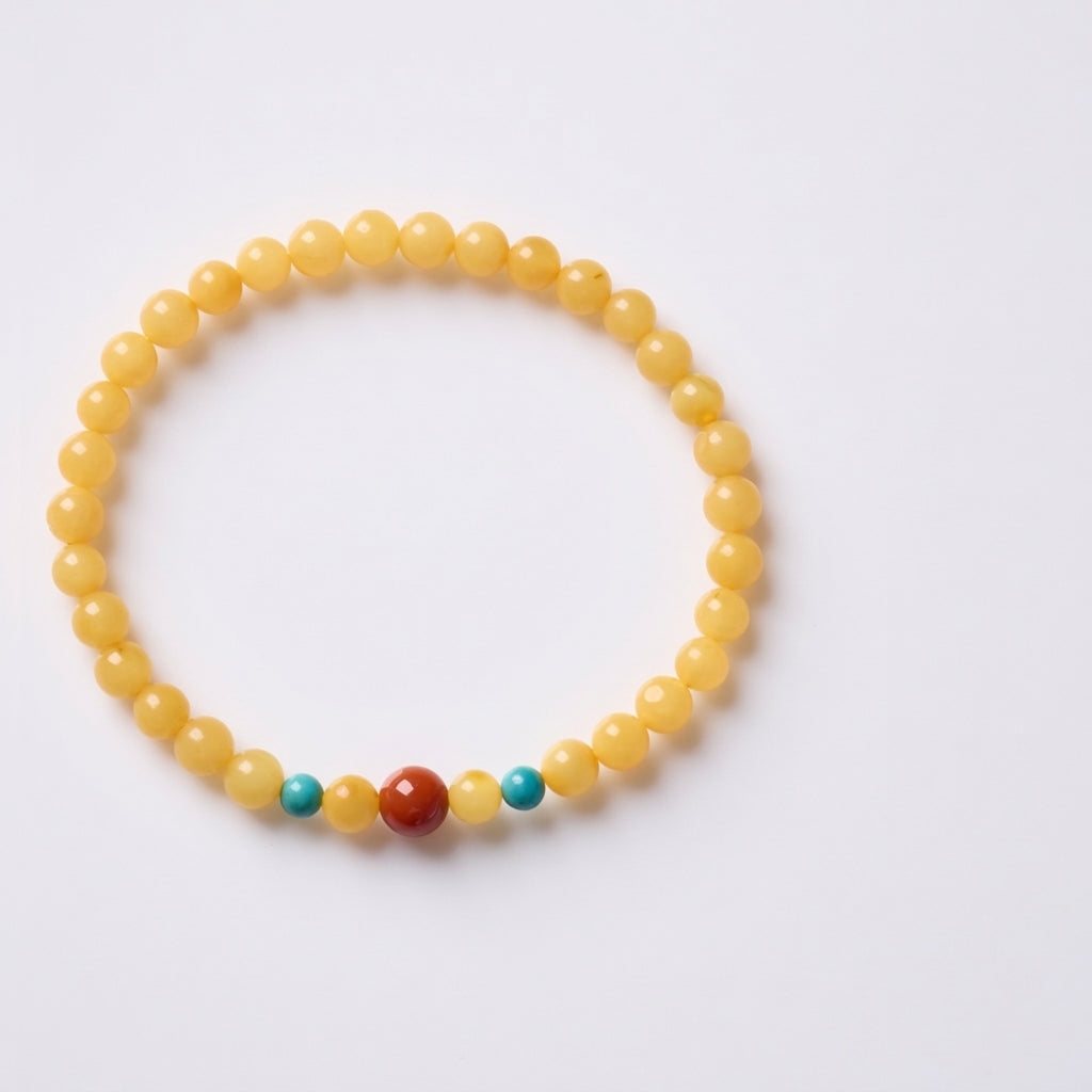Beeswax & Southern Red Agate & Turquoise Bracelet